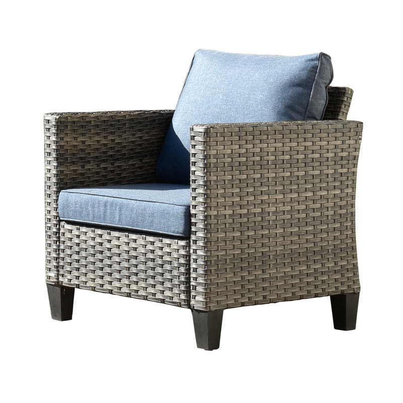 Premium All-Weather Wicker 5 - Person Patio Conversation Set with Cushions, Dark Gray