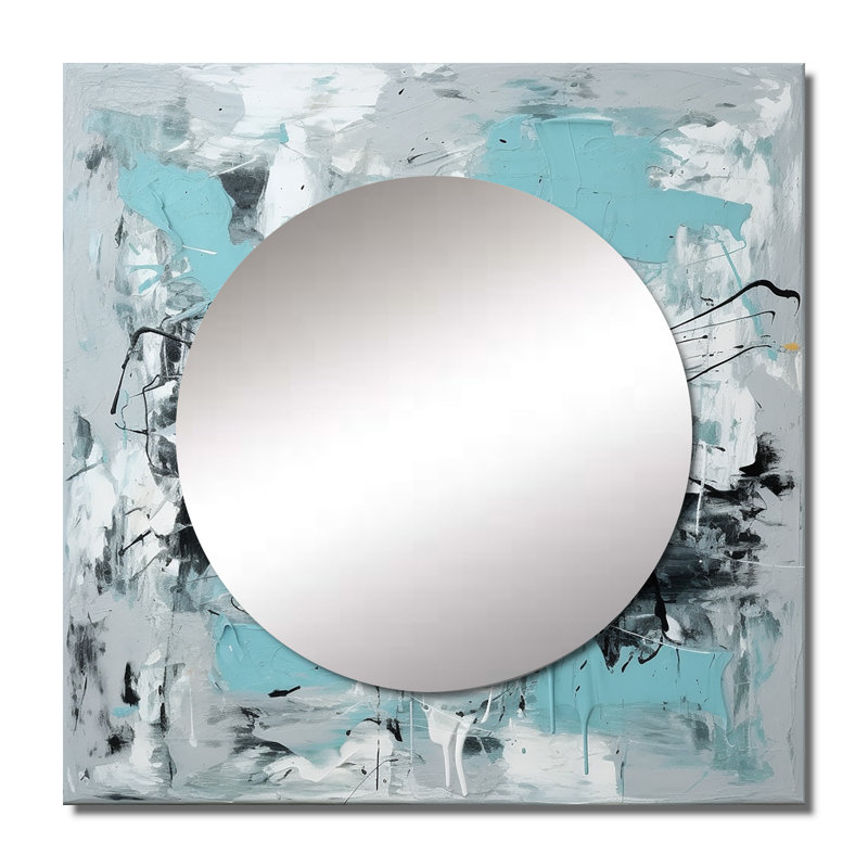 Demeatrice - Art mural miroir carré abstrait pour salle de bain, 23 po x 23 po