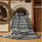 Washable Steel Gray White Striped Area Rug-1225222000