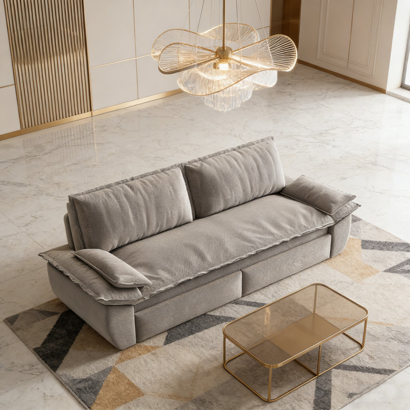 Canapé-lit escamotable grand 73,2 po, H 36 po x l 73,2 po x P 33,1 po, Velours gris velours