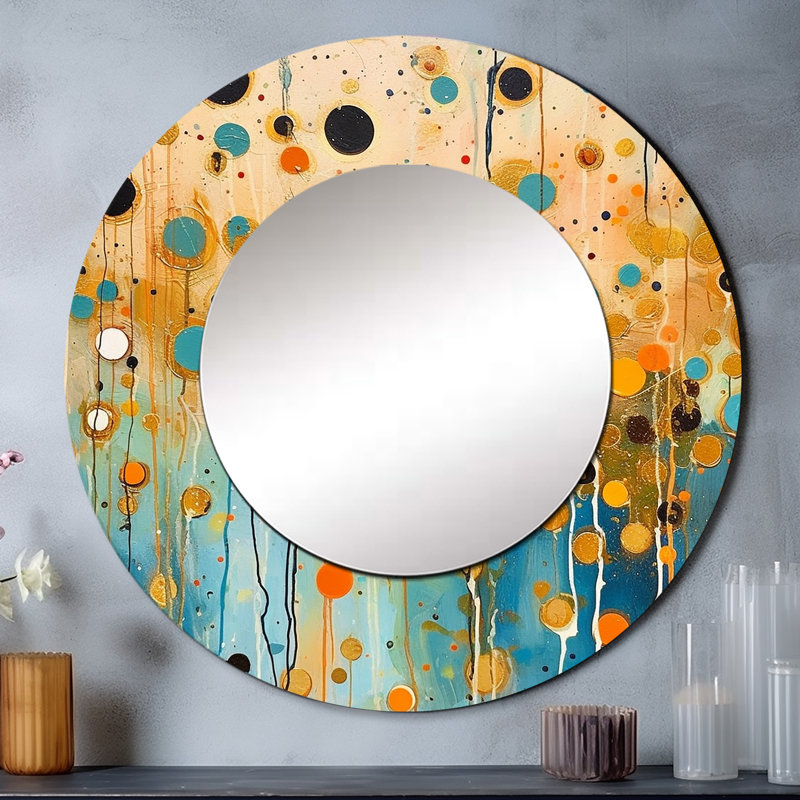 «I'm Take It Under considérer V» - miroir minimaliste, miroir mural décoratif moderne, impression d'art en métal, Rond