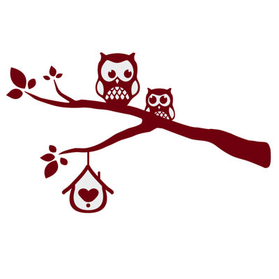 Décalcomanie murale owls sur une branche