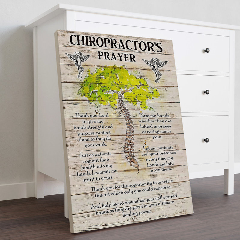 Toile tendue avec châssis Chiropractor - In God We Trust Illustration Decor, vert et beige Home Decor
