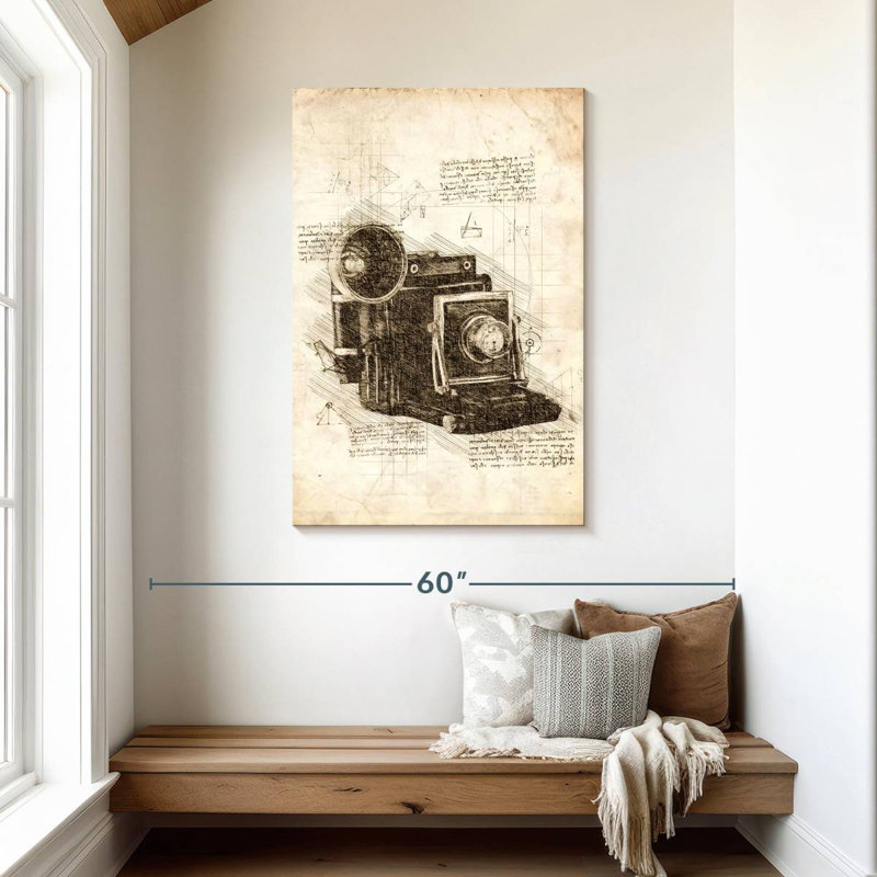 Plan de la vieille caméra Laelle, H 45 po x l 30 po