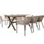 7 pièces pour l'extérieur - Plateau de table en bois et structure en métal pour profiter du jardin, de la cour arrière, du balcon et du balcon