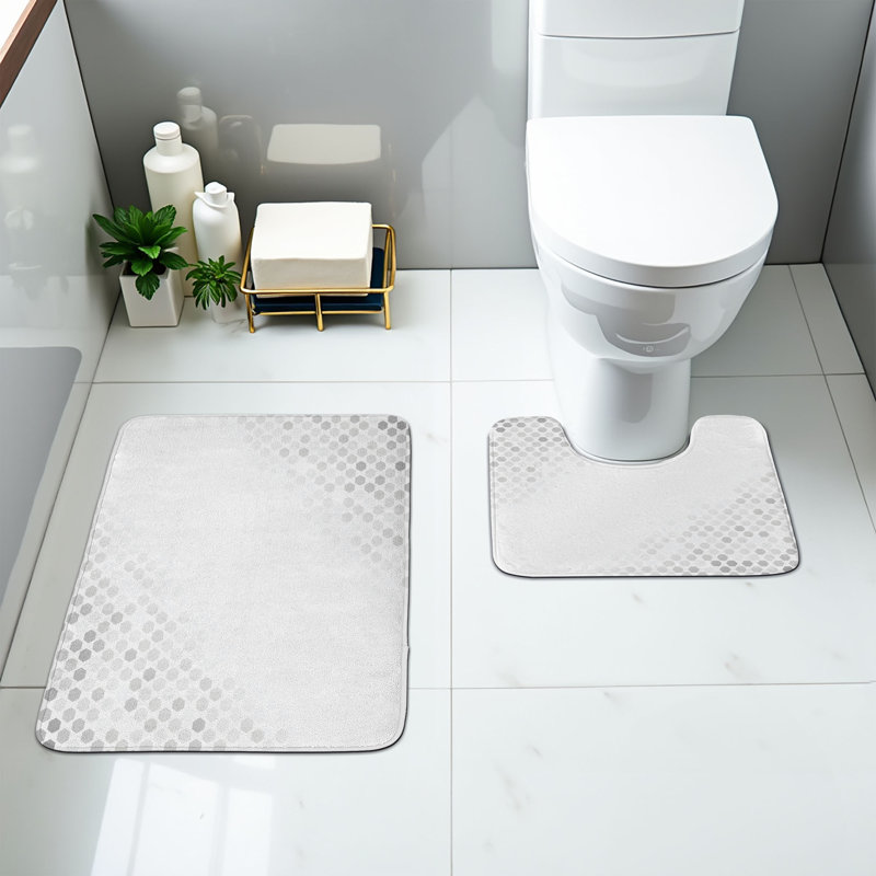  Ensemble de tapis géométriques pour salle de bain 2 pièces