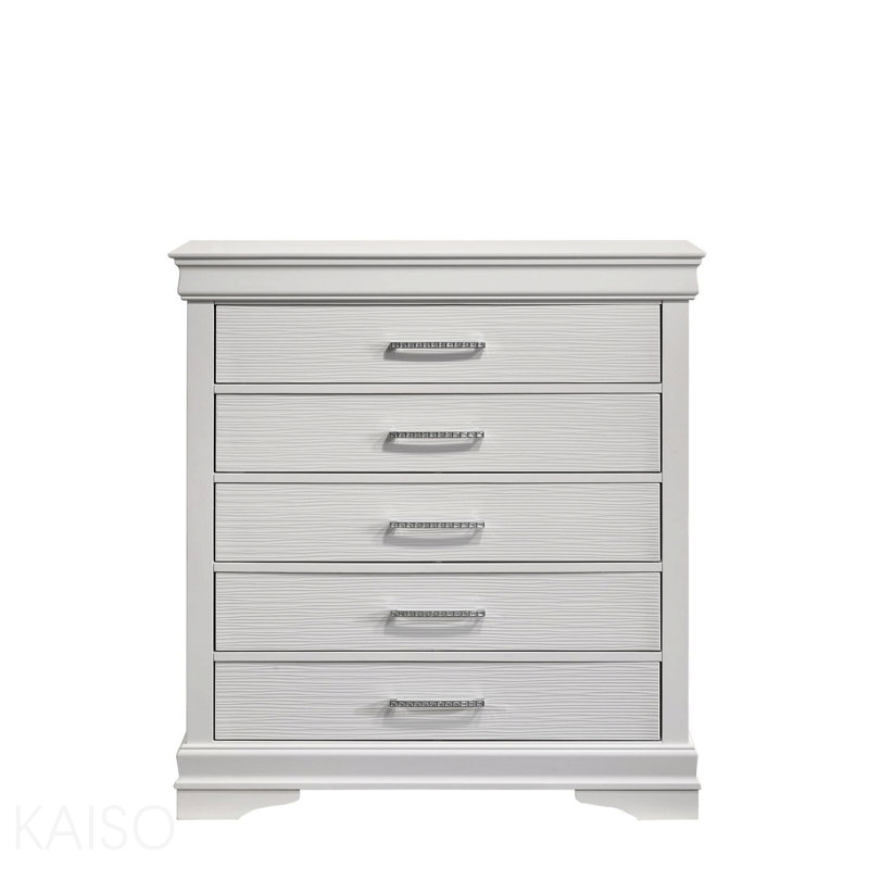 Commode moderne 5 tiroirs en bois blanc