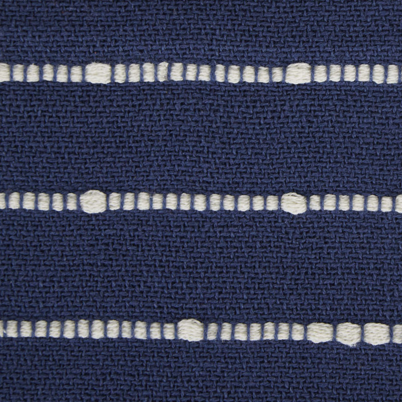 French Blue and Off-White Striped Cotton Throw with Tassels