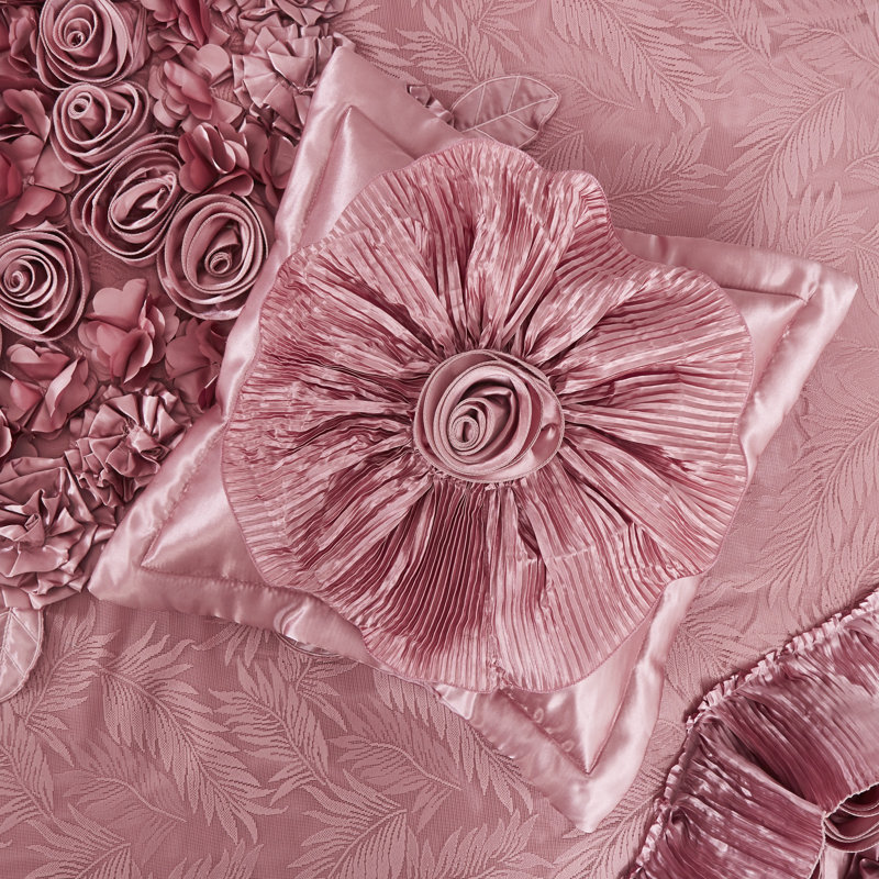 Ensemble d'édredon en microfibre 6 pièces , Édredon de très grande taille et 5 pièces suppl, Rose