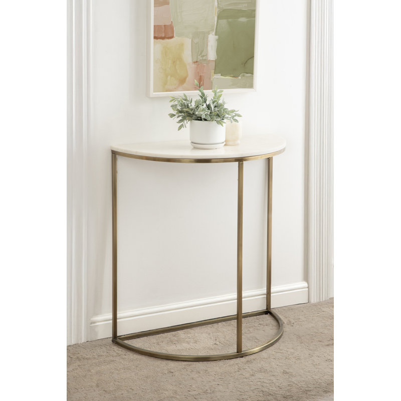 Console en marbre et métal demi-cercle, Doré
