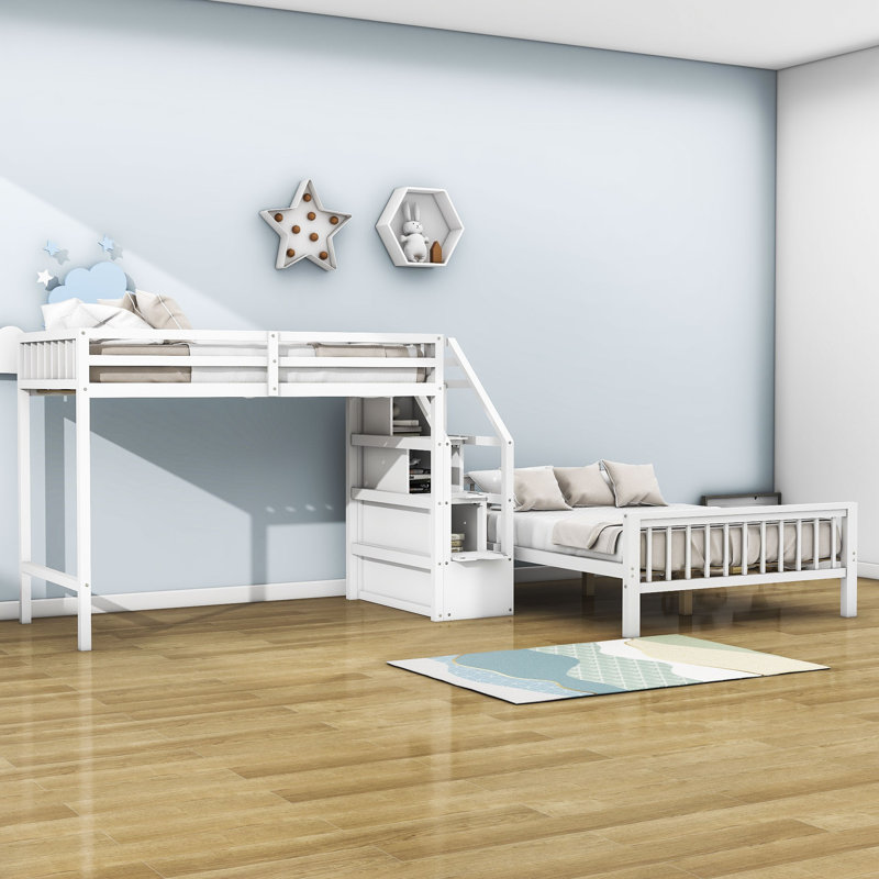 Delynne Kids Twin Over Full Bunk Bed, White