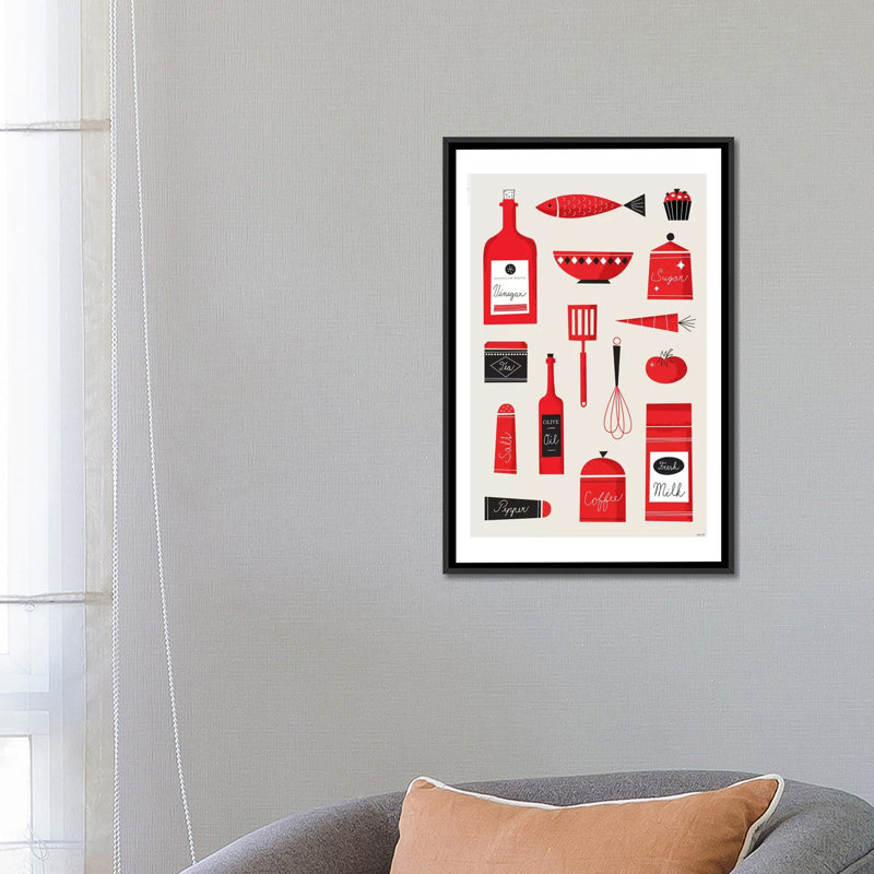 «Kitchen Art», impression sur toile, H 40 po x l 26 po x P 1,5 po, Toile avec cadre noir, Pas de tapis