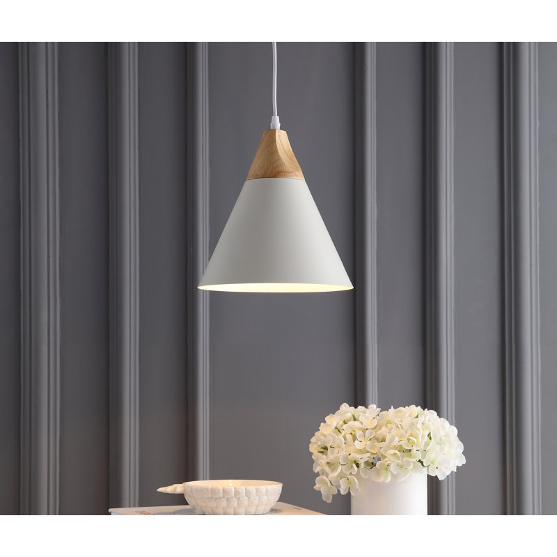 Luminaire suspendu conique simple 1 lumière Bova, Blanc