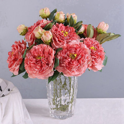 5 pièces de peinture à l'huile de pivoine au bord du four pour la décoration de fête de mariage