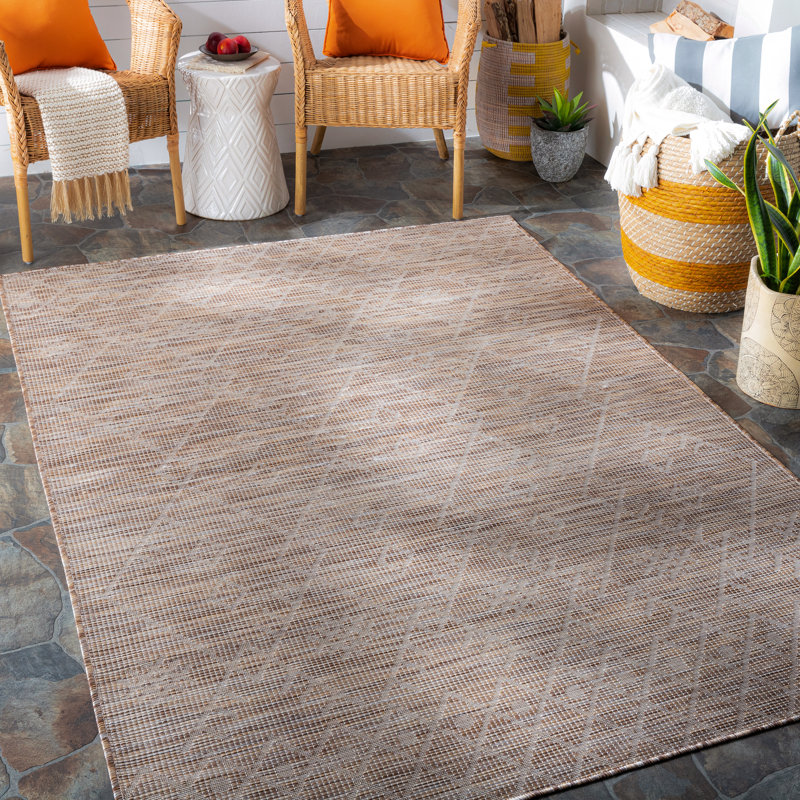 Isaha Geometric Indoor / Outdoor Rug, Rectangle 5'3" x 7'