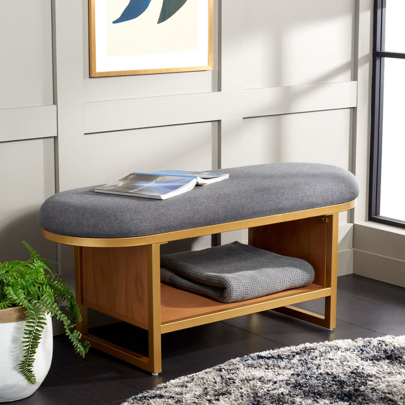 Comesana Polyester Upholstered Storage Bench, Dark Gray