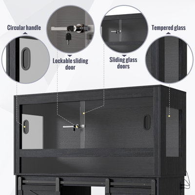 Reptile Tank with Stand, 60 Gallon Reptile Enclosure Terrarium with Sliding Acrylic Doors