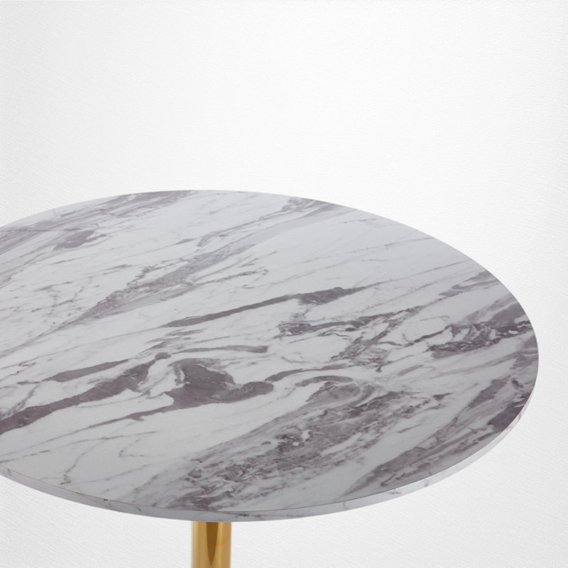 Table de bistro ronde, table de salle à manger à hauteur de comptoir, base à piédestal doré, contemporain, bar personnel, MDF