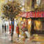 Abstrait rue avec passants - toile encadrée 24 po x 24 po