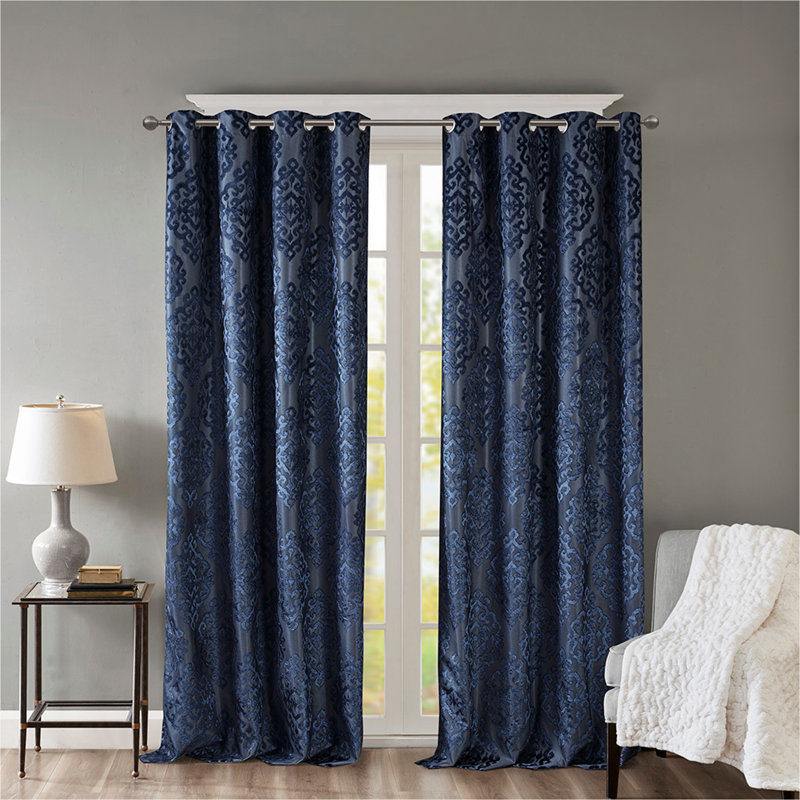 Rideau tricoté en jacquard damassé occultant avec œillets (seulement 1 panneau PC), 84" W x 0.13" L