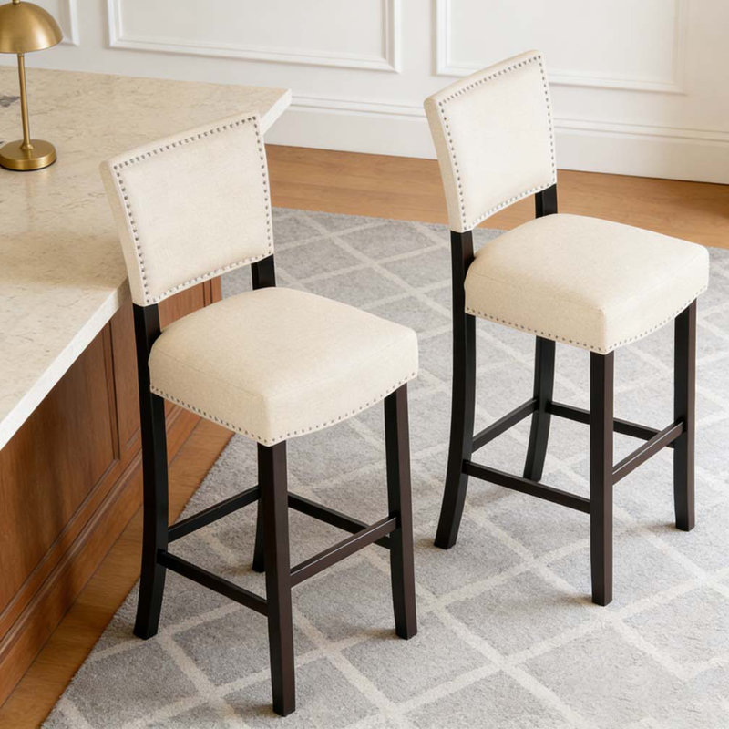Ensemble de 2 tabourets de bar avec rivets décoratifs