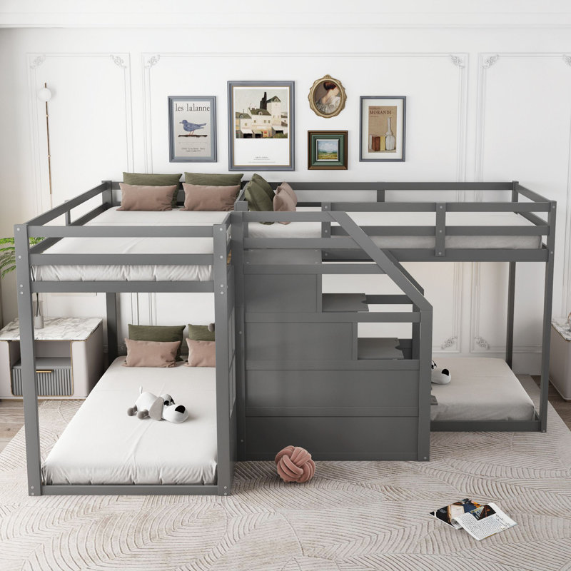 Lits simples superposés en L Fransisco par Harriet Bee, Gris