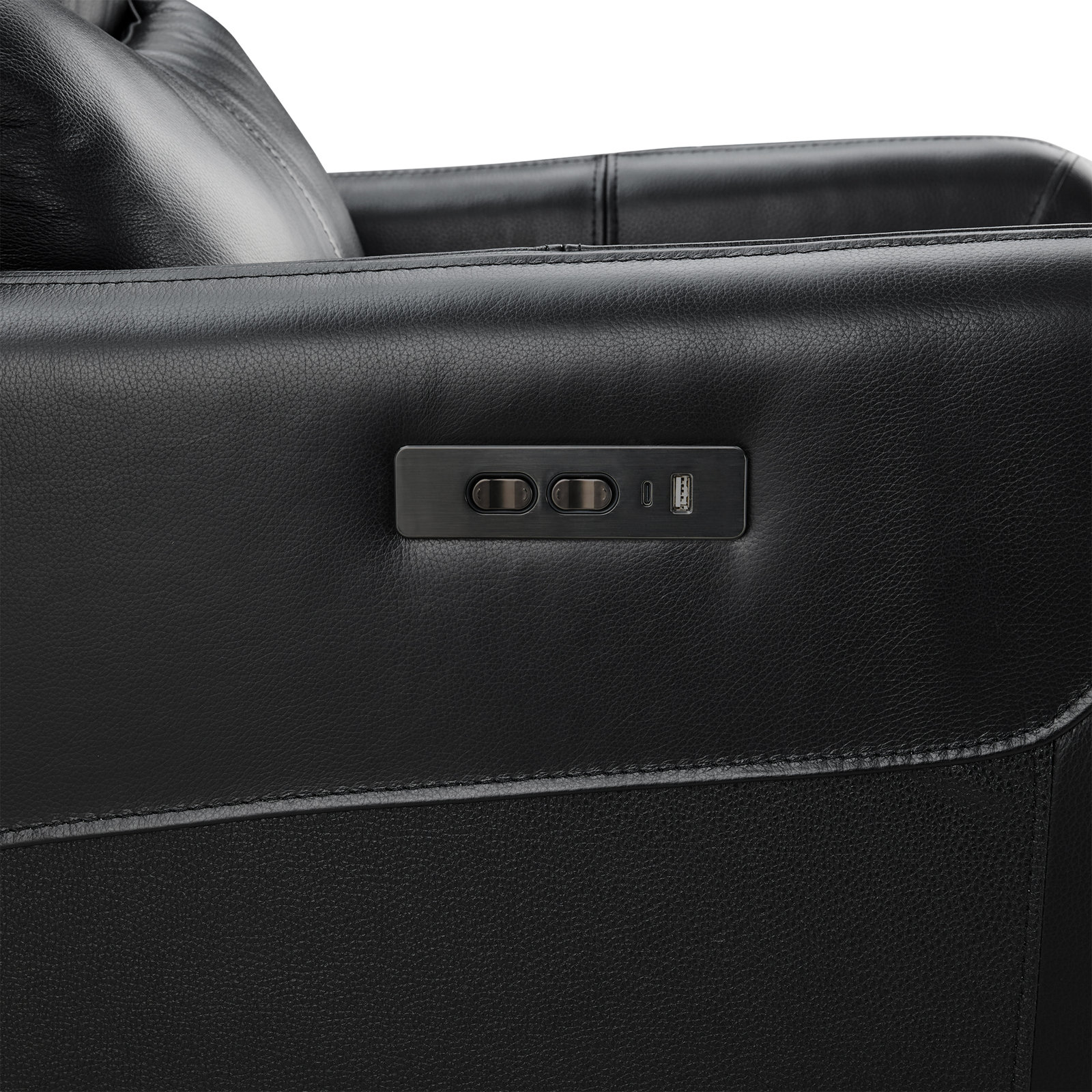 Genuine Leather Swivel Power Recliner, Florida Black