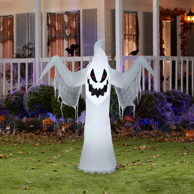 Sinister White Inflatable Ghost with Gauzy Accents