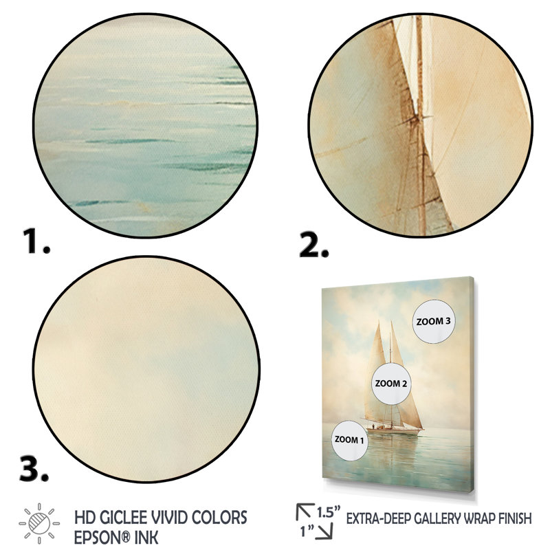 Voilier «Whispering Breezes II» - Bateau à voile, art mural, H 32 po x l 16 po, Toile tendue, No Frame