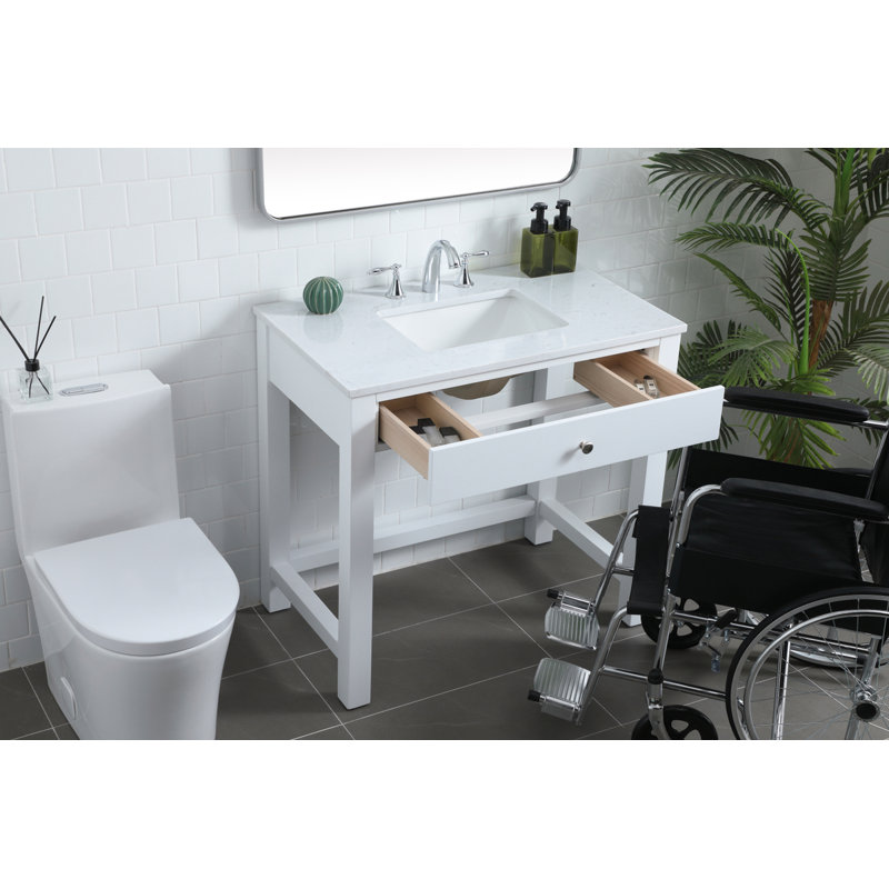 Hudson 36'' Single Bathroom Vanity with Engineered Marble Top, White