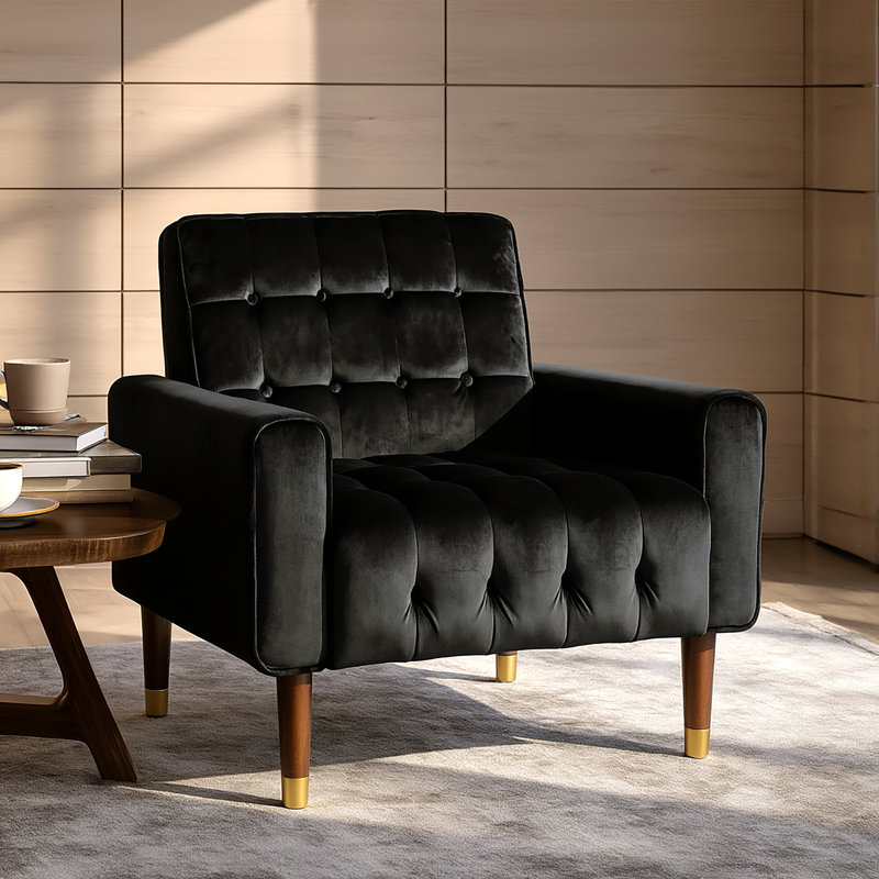 Fauteuil Wyton, Velours noir