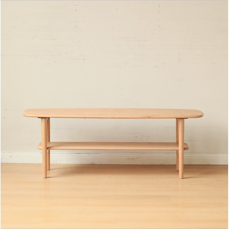 Table centrale Table basse 100% bois massif Plateau supérieur Table basse Bureau d'étude Travailler de la maison Facile à assembler Bois naturel avec tablette de rangement Bureau d'écriture naturel