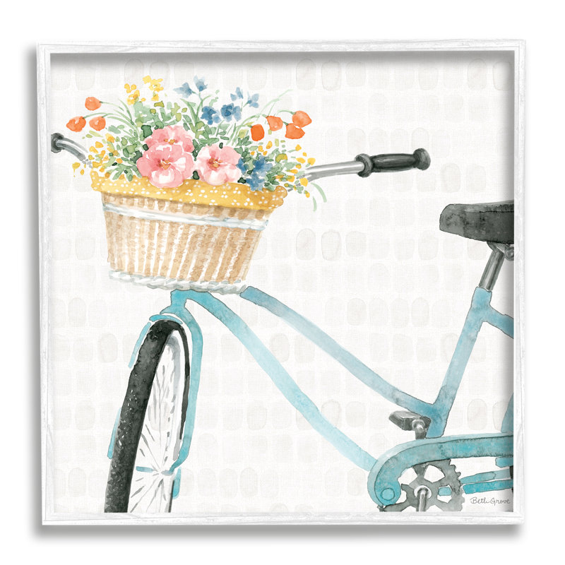 Country Country Basket Basket Floral Arrangement, H 12 po x l 12 po x P 1,5 po, Giclée encadrée blanc bord de mer