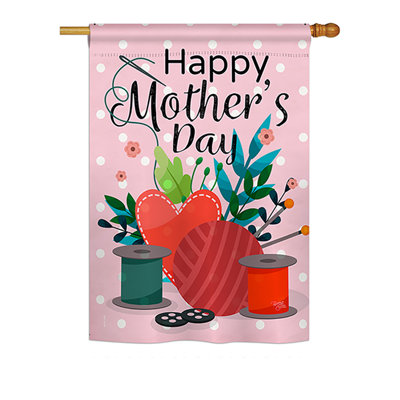 En polyester 40 x 28 po. joyeuse belle fête maman de 2 côtés. drapeau maison