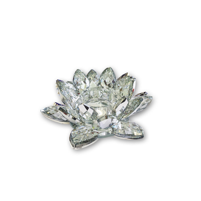 Crystal Tabletop Tealight Holder, 6" H x 6" W x 2" D, Clear