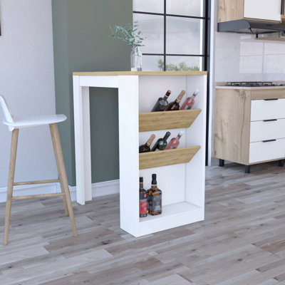 Îlot de cuisine H 41 po, 2 organisateurs de bouteilles et tablette