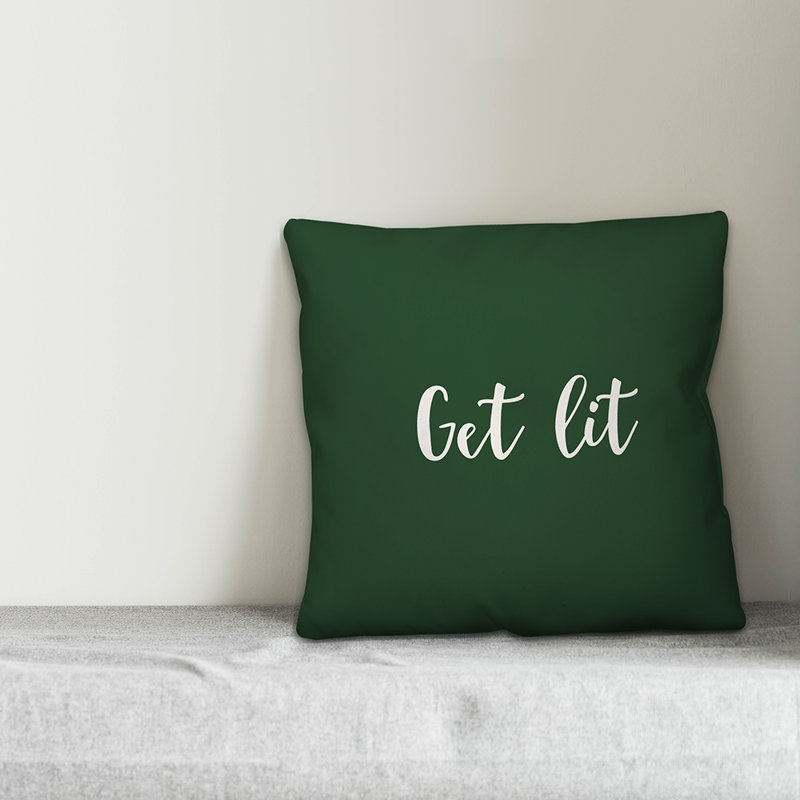  Coussin Get Lit, Vert foncé, Housse de coussin