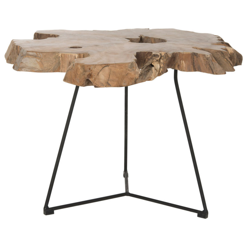 Babylon Transitional Round Solid Wood Coffee Table in Natural Brown