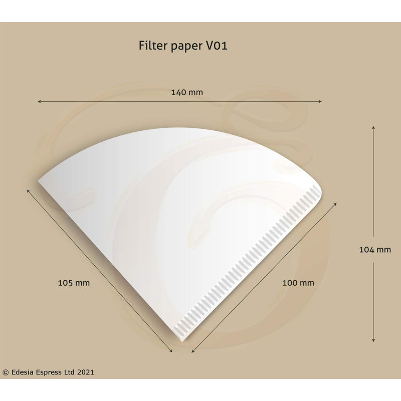 1500 Size V01 White Coffee Filter Paper Cones – V Shaped, Compatible With Hario Size 01
