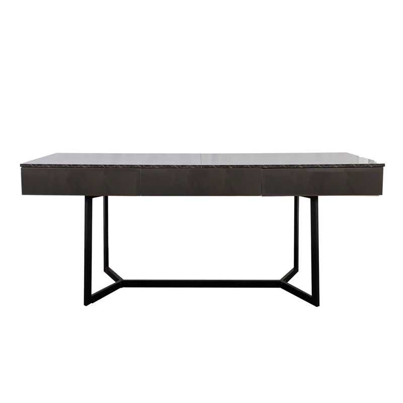 Bureau de travail noir de 69,88 po avec pieds en forme de Y, surface lisse pour écrire, convenant à tout bureau de jeu moderne en métal, largeur de 24,25 po