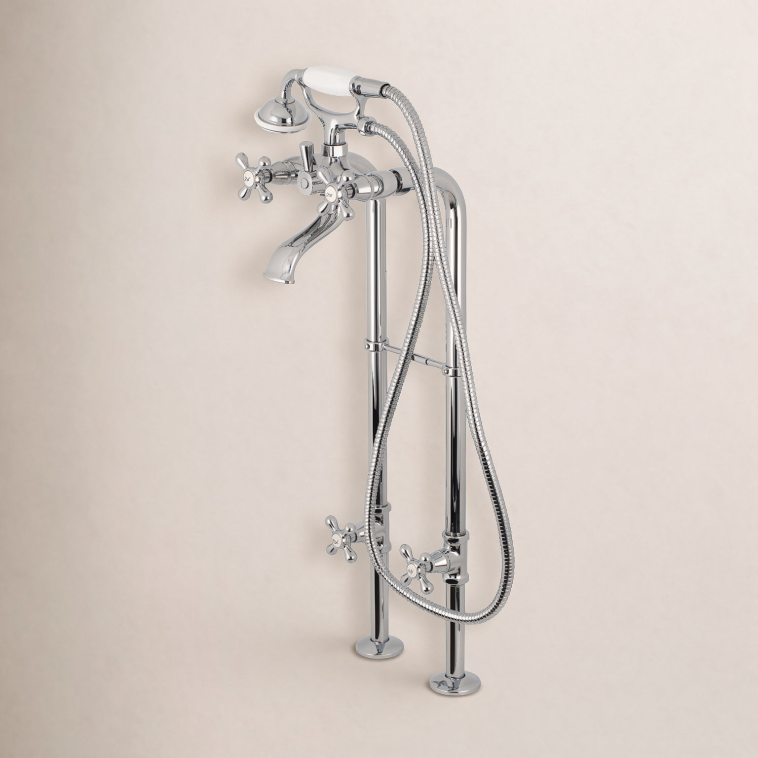 Kingston Freestanding Tub Faucet with Supply Line, Polished Chrome