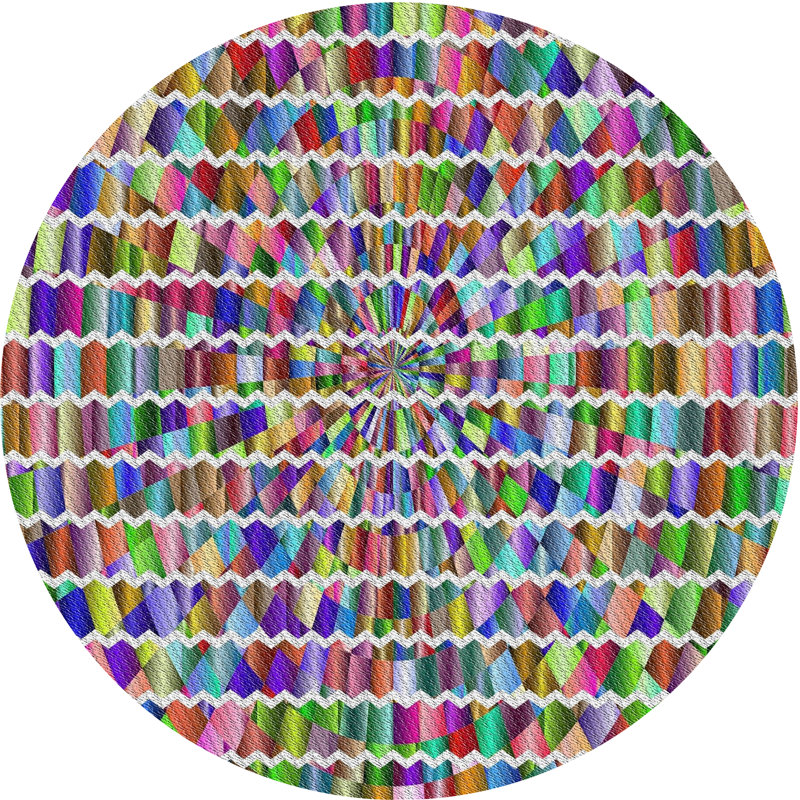 Tapis décoratif vert géométrique quesinberry, Rond 6 pi