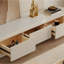 Modern 70.86"–122" Extendable Solid Wood TV Stand – White Media Console with Faux Marble Top, 3 Drawers, No Assembly Required