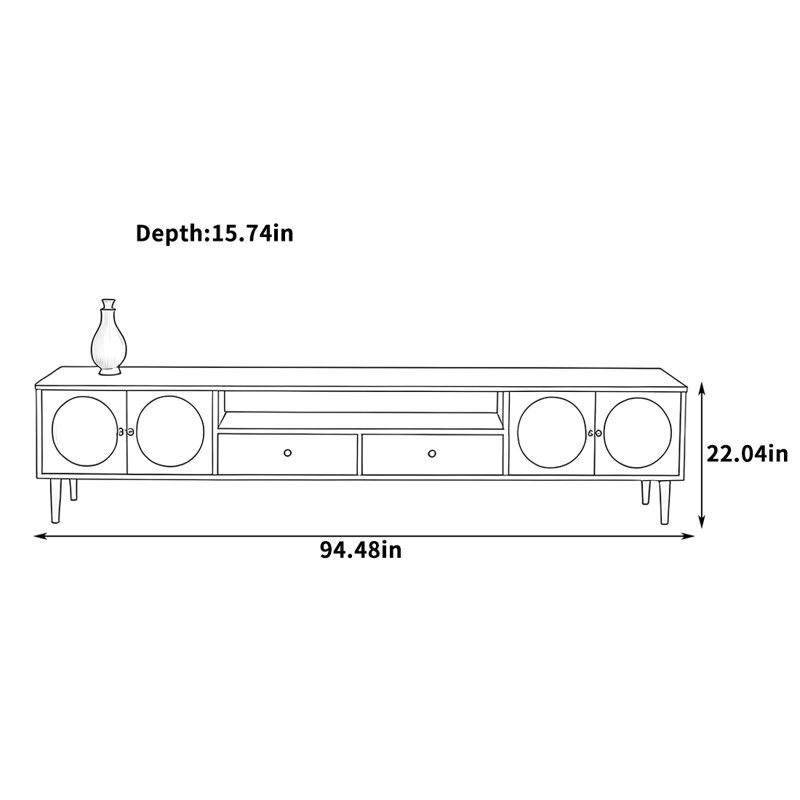 Osten, H 22,04 po x L 94,48 po x l 15,74 po