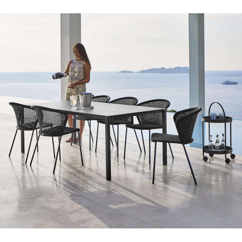 Lean Stacking Patio Dining Side Chair with Cushion, Black
