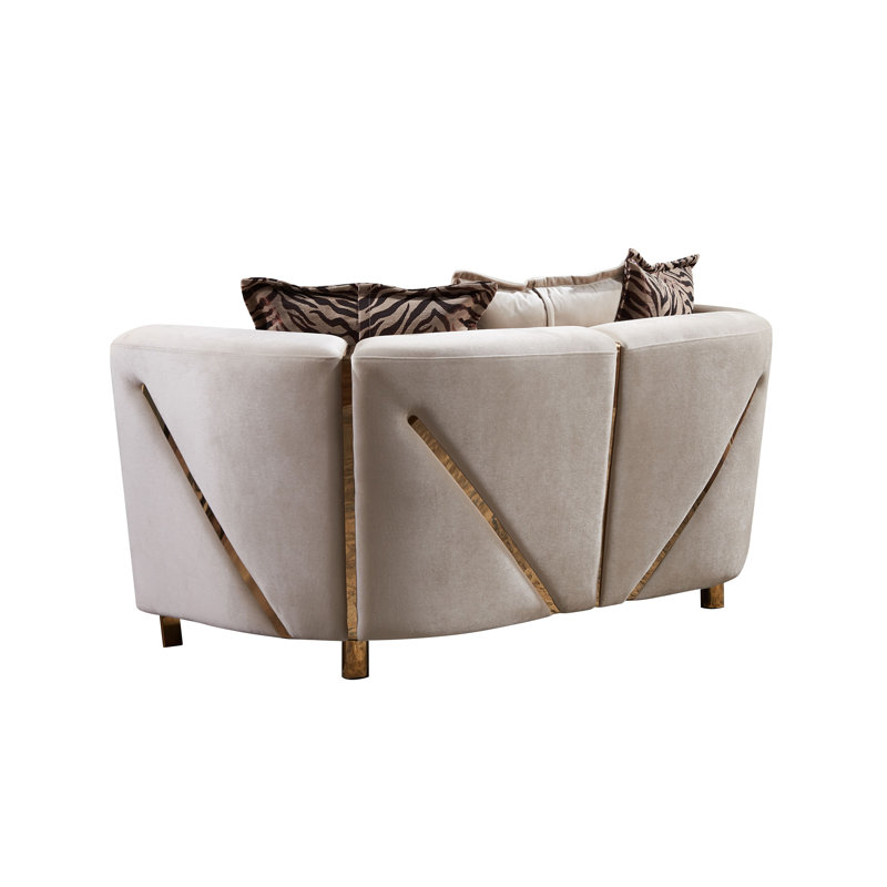 Causeuse Nahri beige, Velours beige