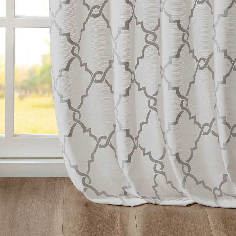 Panneau de rideau à œillets Frwork, L 50,06 po x L 108,04 po, Ivoire / Gris