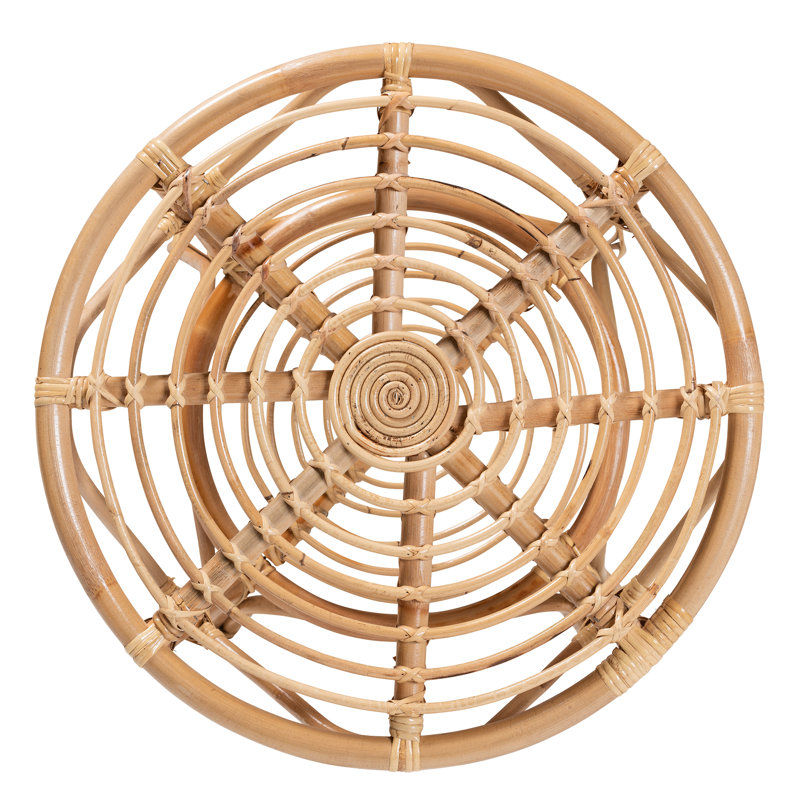 Cariel 21.5" Natural Brown Rattan Round Coffee Table with Storage