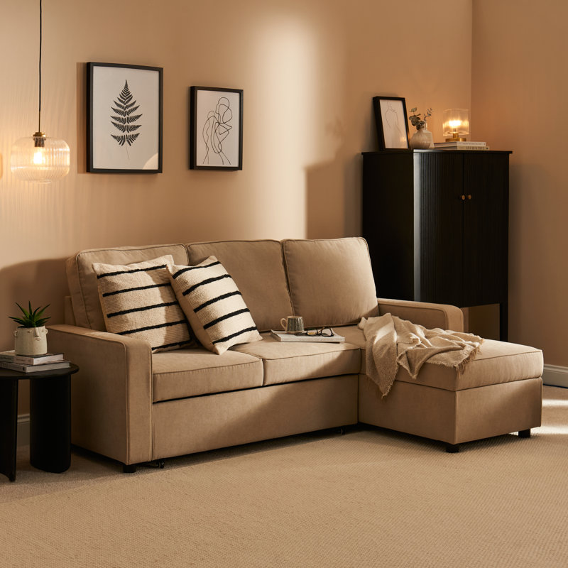 Seok Pull-Out Corner Sofa Bed, Warm Taupe
