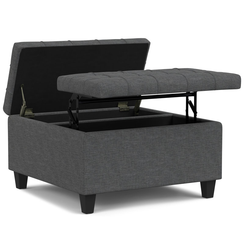 Slate Grey 30" Tufted Cocktail Storage Ottoman
